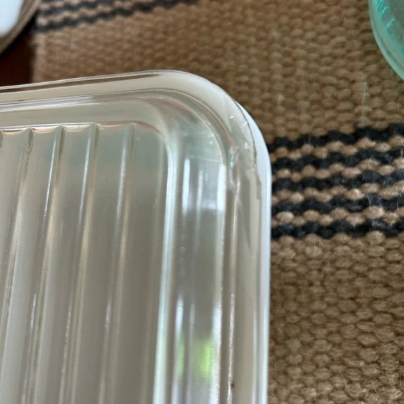 Pyrex set of 3 Butterprint Amish Turquoise Fridgies with lids - Picture 5 of 12